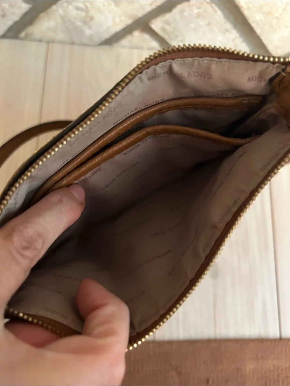 Michael Kors Cognac Pebbled Leather Crossbody
